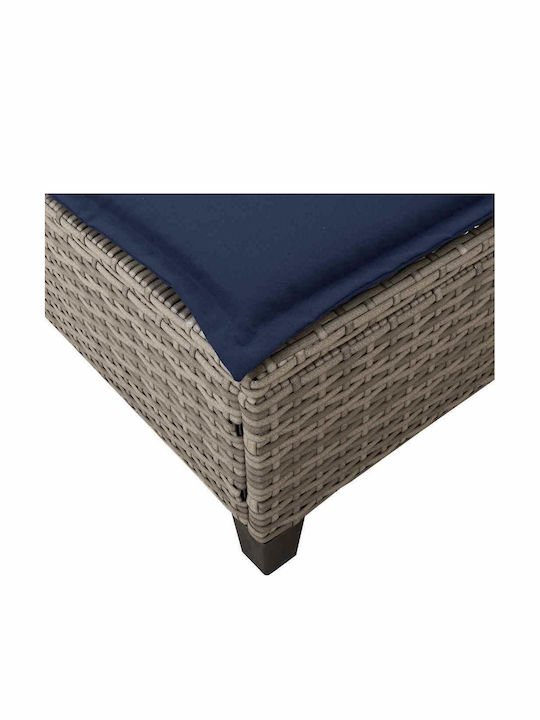 Garten- und Pool-Liegestuhl Rattan mit Kissen Grau 200x55x25,5cm