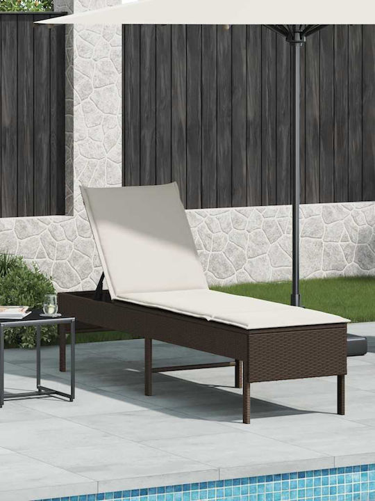 Rattan Deckchair with Brown Pillow 200x55x44cm