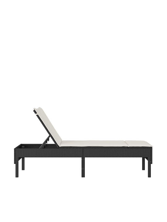 Șezlong Rattan Cu Pernă Negru 200x55x44cm