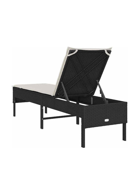 Șezlong Rattan Cu Pernă Negru 200x55x44cm