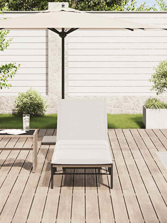 Garten- und Pool-Liegestuhl Rattan mit Beigen Kissen 200x59x25cm
