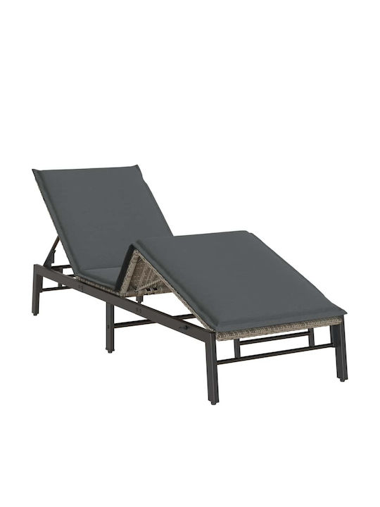 Șezlong Rattan Cu Pernă Gri 200x59x25cm