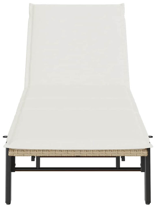 Garten- und Pool-Liegestuhl Rattan mit Beigen Kissen 200x59x25cm