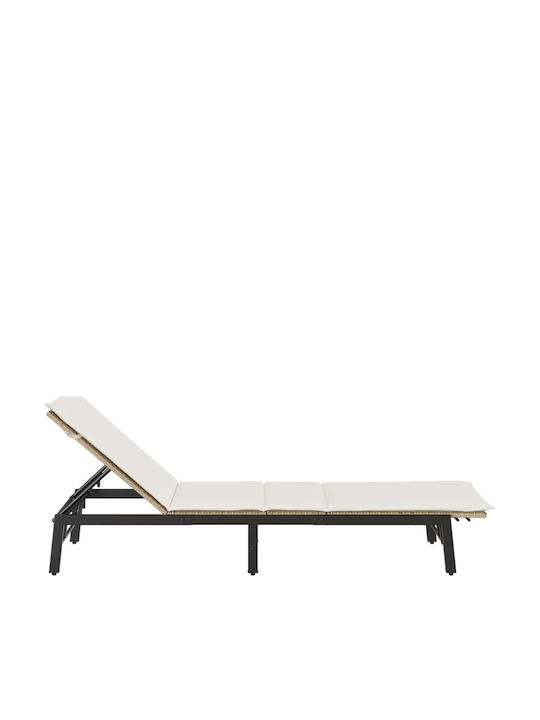 Garten- und Pool-Liegestuhl Rattan mit Beigen Kissen 200x59x25cm