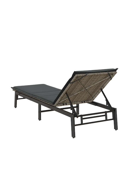 Șezlong Rattan Cu Pernă Gri 200x59x25cm
