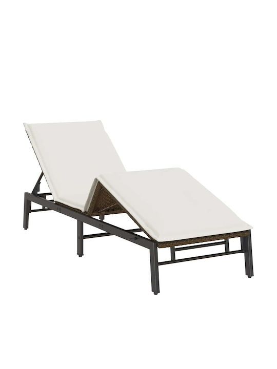 Ξαπλώστρα Rattan με Μαξιλάρι Καφέ 200x59x25εκ.