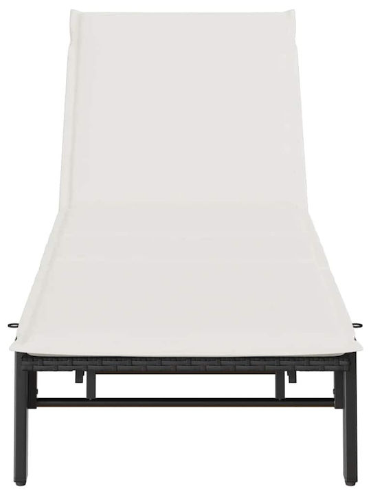 Șezlong Rattan Cu Pernă Negru 200x59x25cm