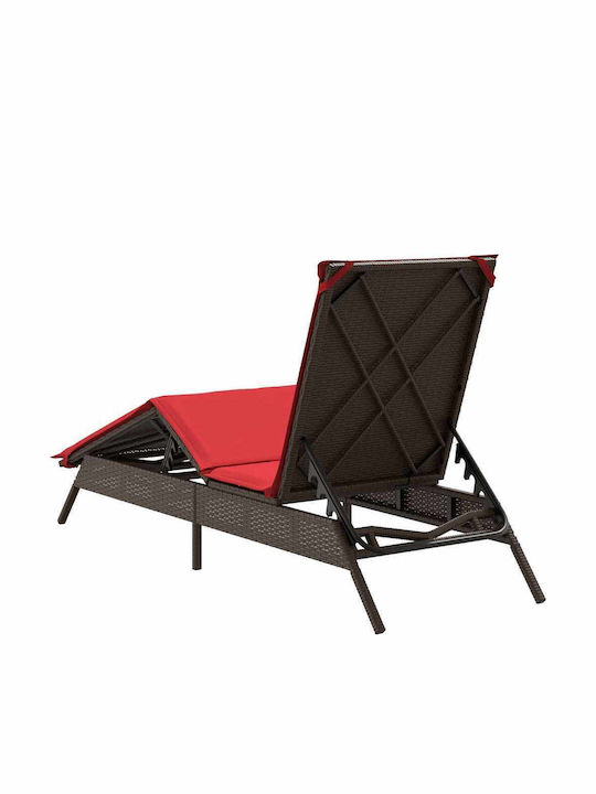 Garten- und Pool-Liegestuhl Rattan mit Kissen Braune 200x59x26cm