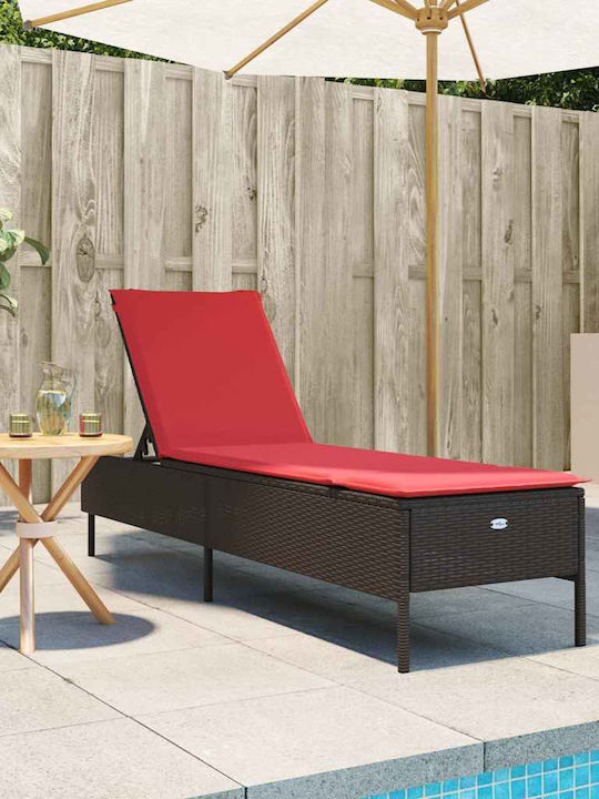 Garten- und Pool-Liegestuhl Rattan mit Kissen Braune 198x55x39cm