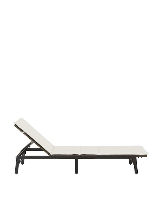 Ξαπλώστρα Rattan με Μαξιλάρι Καφέ 200x59x25εκ.