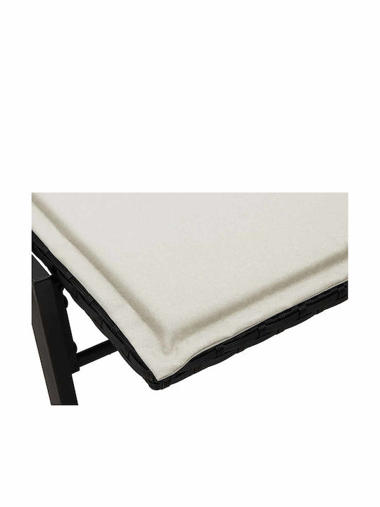 Șezlong Rattan Cu Pernă Negru 200x59x25cm