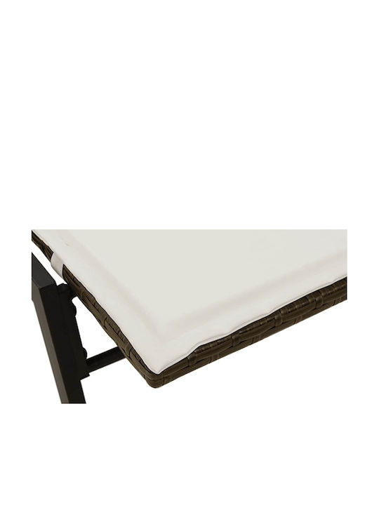 Ξαπλώστρα Rattan με Μαξιλάρι Καφέ 200x59x25εκ.