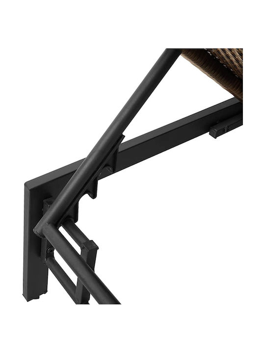 Ξαπλώστρα Rattan με Μαξιλάρι Καφέ 200x59x25εκ.