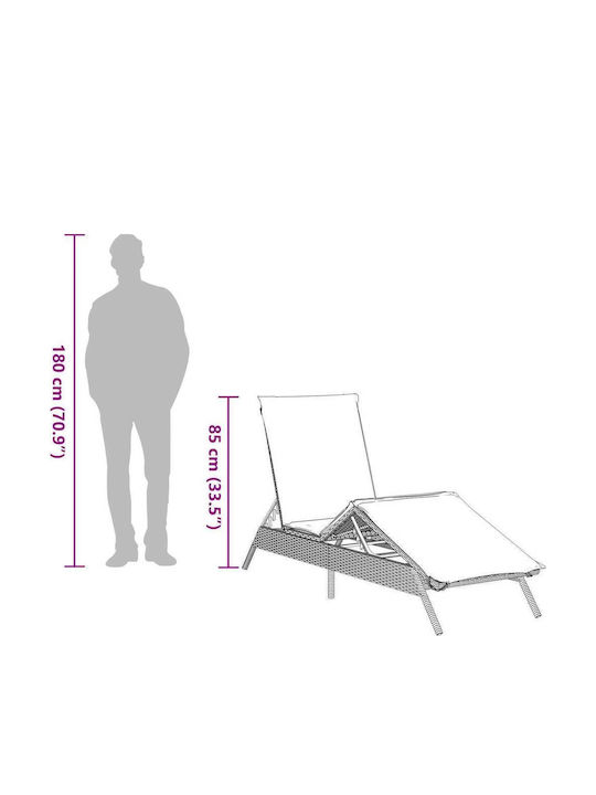 Garten- und Pool-Liegestuhl Rattan mit Kissen Braune 200x59x26cm