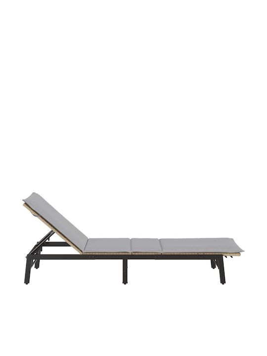 Garten- Und Pool-Liegestuhl Rattan Mit Beigen Kissen 200x59x25cm