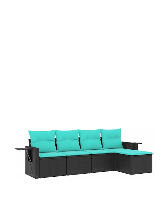 Canapea De Colț De Exterior Din Rattan Cu Perne 55x62x69cm