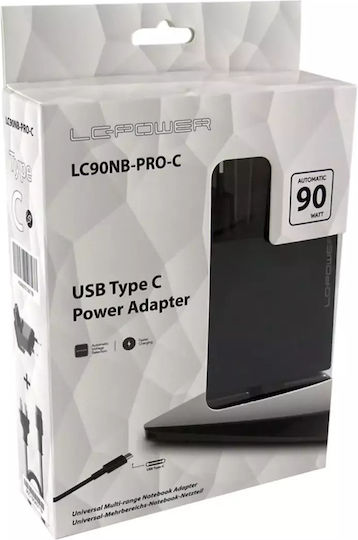 LC-Power USB-C Universal Φορτιστής Laptop 90W με Αντάπτορα Τροφοδοσίας