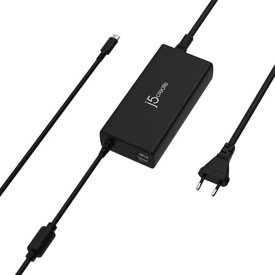 J5create USB-C Universal Φορτιστής Laptop 100W 5V 1.5A με Αποσπώμενο Καλώδιο Τροφοδοσίας