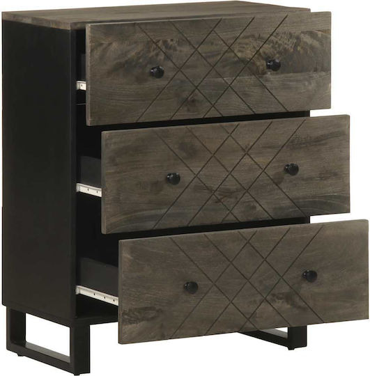 Sideboard aus Massivholz & Metall Schwarze 60x33x75cm