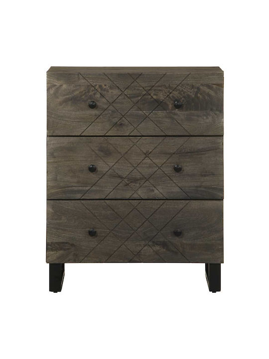 Bufet din Lemn Masiv și Metal Negri 60x33x75cm