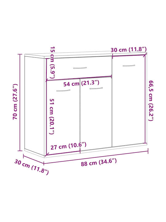 Wooden Sideboard Schwarze Eiche 88x30x70cm