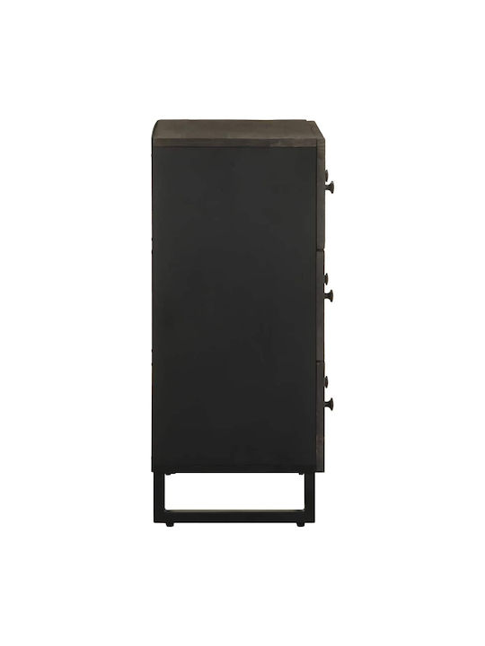 Bufet din Lemn Masiv și Metal Negri 60x33x75cm