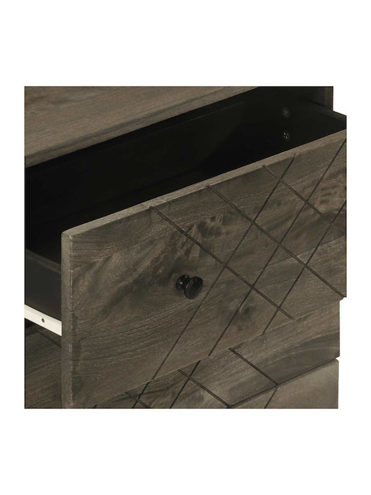 Bufet din Lemn Masiv și Metal Negri 60x33x75cm