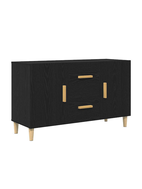Wooden Sideboard with Drawers Black Oak 100x36x60cm
