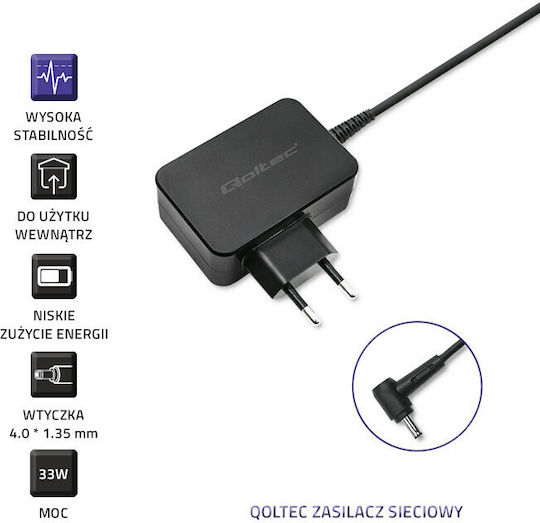Qoltec Φορτιστής Laptop 33W 19V 1.75A για Asus χωρίς Καλώδιο Τροφοδοσίας