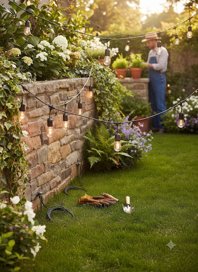 Hanging Solar Light Garland 6W Warm White 2700K with Photocell IP65