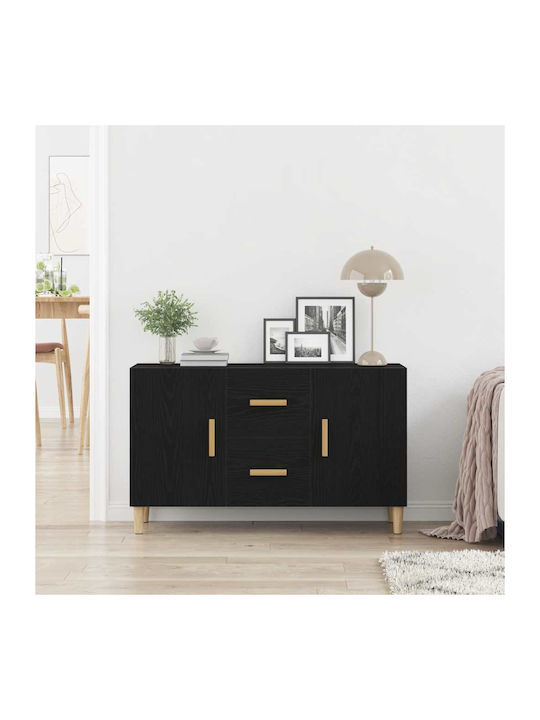 Wooden Sideboard with Drawers Black Oak 100x36x60cm