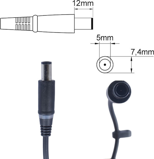 2 Power Φορτιστής Laptop 90W 19.5V 4.62A για Dell χωρίς Καλώδιο Τροφοδοσίας Bulk