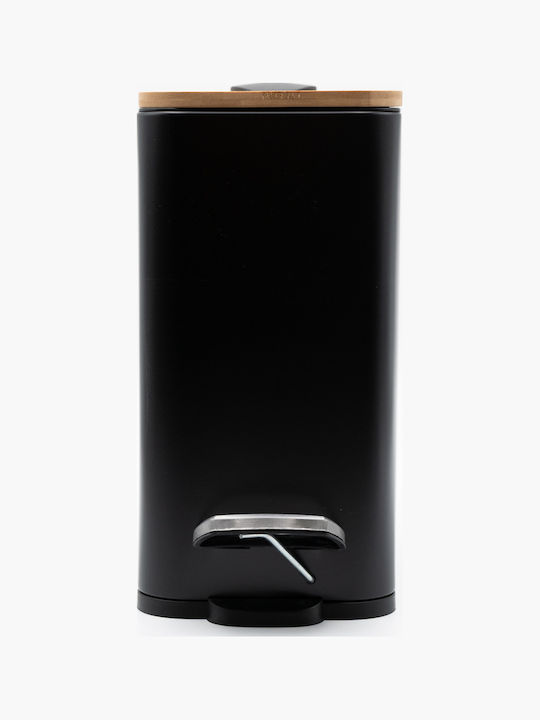 TnS Bamboo Slim Bamboo Bathroom Bin Soft Close 5l Black