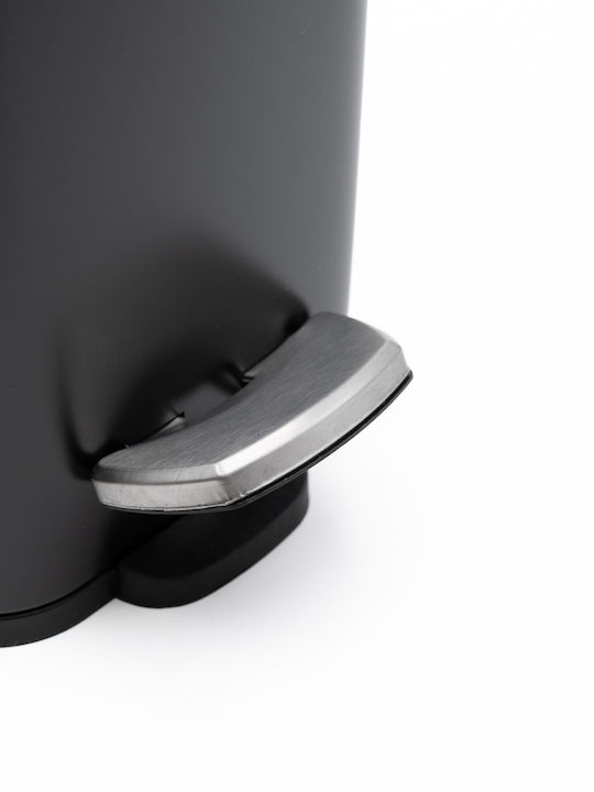 TnS Bamboo Slim Bamboo Bathroom Bin Soft Close 5l Black