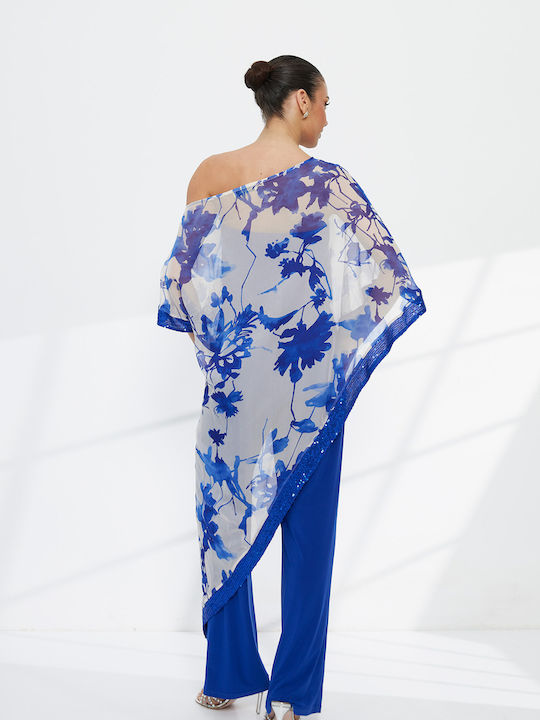 Women's Blue Set with Loose Fit Trousers