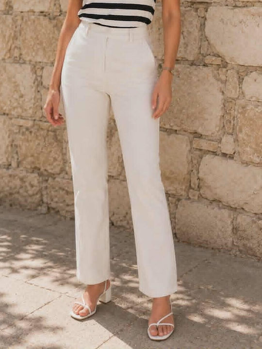 Women's White Suit in Straight Leg