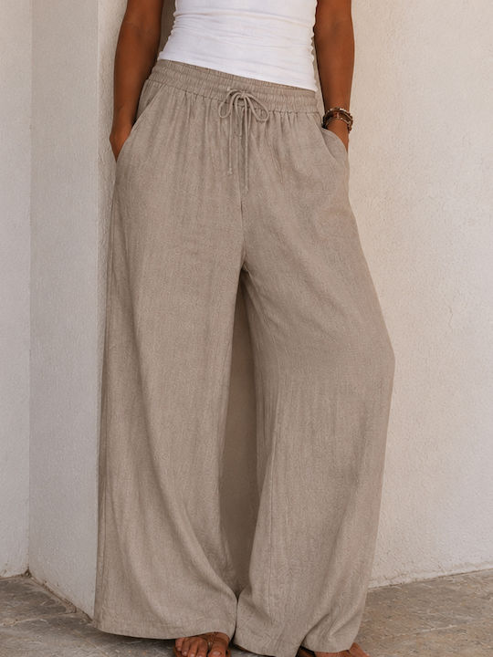 Women's Linen Pantaloons with Rubber Band Loose Fit Puro
