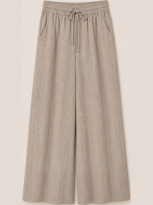 Women's Linen Pantaloons with Rubber Band in Loose Fit Puro