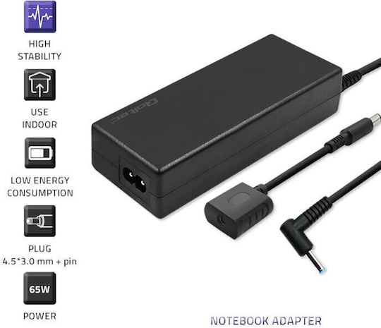 Qoltec Φορτιστής Laptop 65W 19V 3.33A για HP χωρίς Καλώδιο Τροφοδοσίας