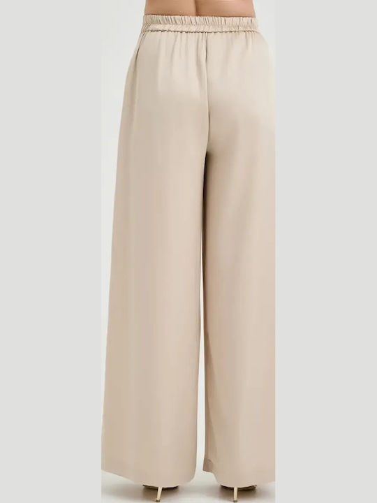 Women's High Rise Satin Pantaloons with Rubber Band in Loose Fit Sky Blue