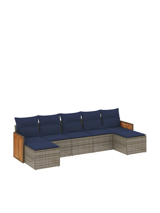 Outdoor Corner Rattan Sofa with Cushions 55x62x69cm