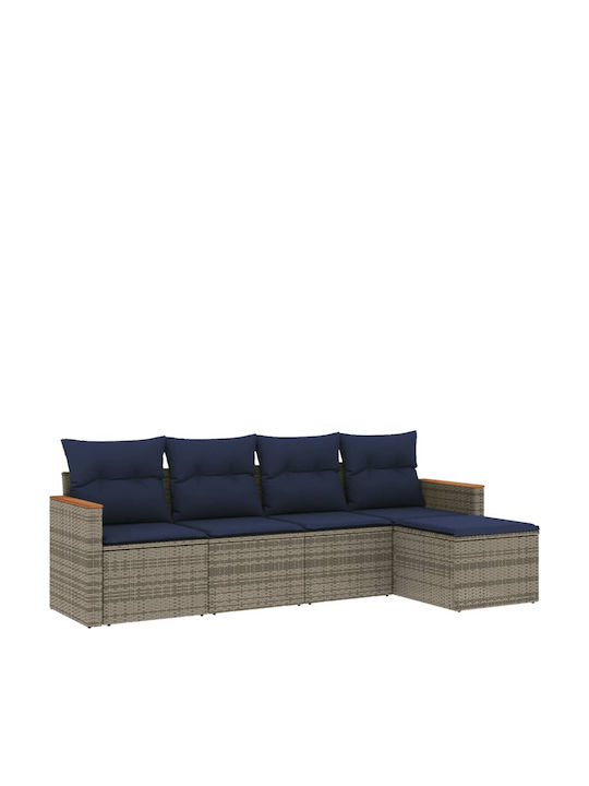 Canapea De Colț De Exterior Din Rattan Cu Perne 55x62x69cm