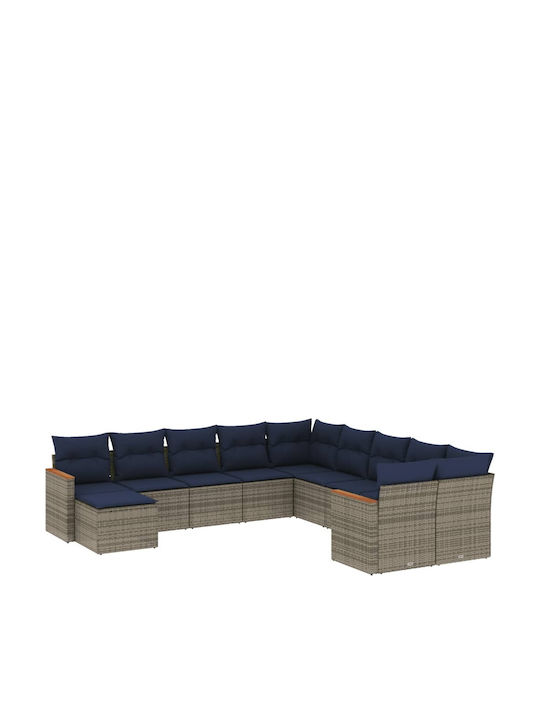 Ecksofa Outdoor Rattan mit Kissen 62x62x69cm