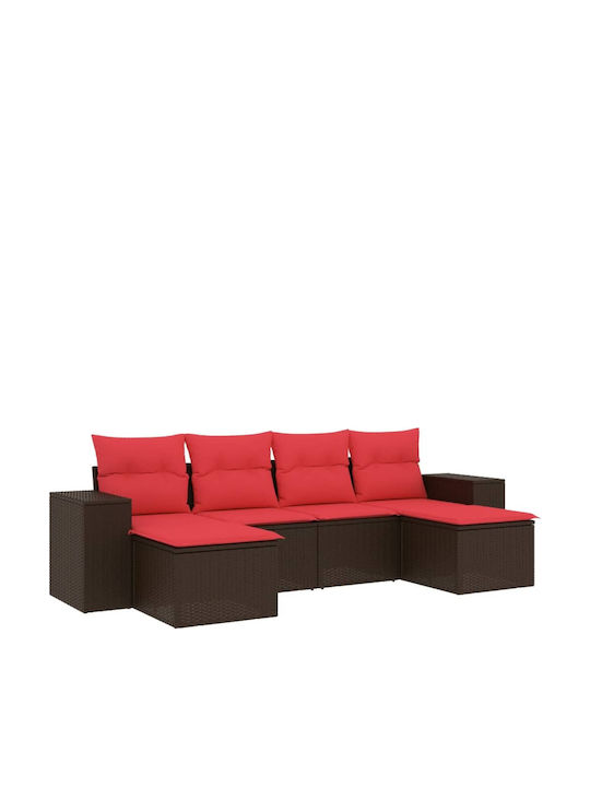 Outdoor Corner Sofa Rattan With Cushions 55x62x69cm