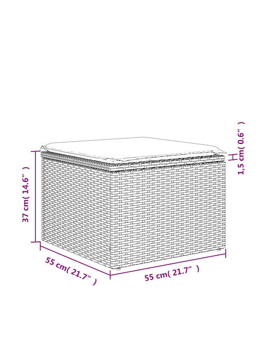 Corner Outdoor Sofa Rattan with Cushions 55x62x69cm