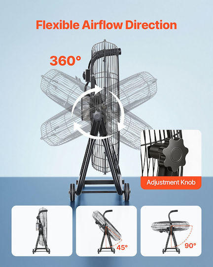 Vevor JYLSFS24YCWWQEVXX001V2 Επαγγελματικός Ανεμιστήρας Δαπέδου Διαμέτρου 60.96cm