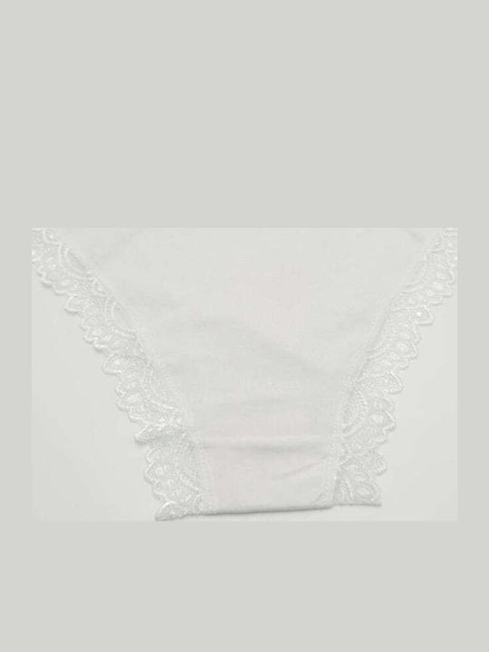 Cotton Women's Briefs with Lace White