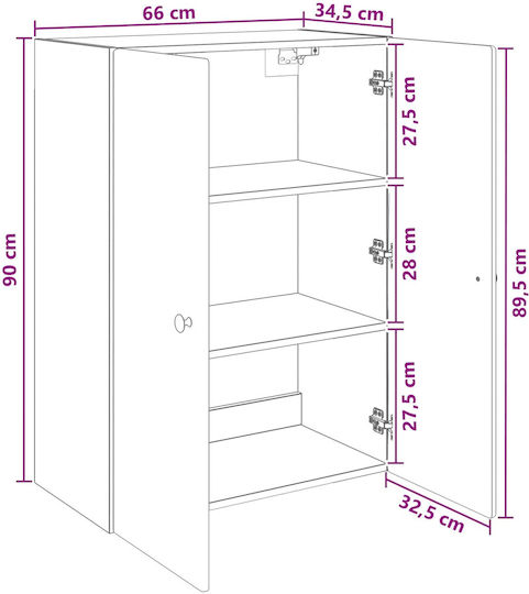 Кухненски Гарнитур Окачен Бял 66x34.5x90см