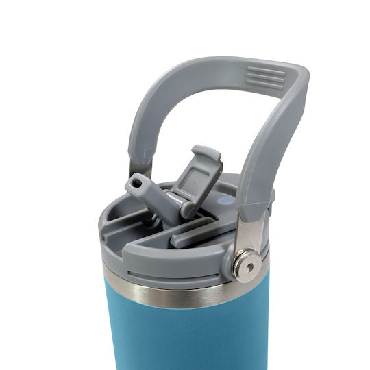 Relags Ποτήρι Θερμός Ανοξείδωτο 600ml Ocean Blue με Καλαμάκι