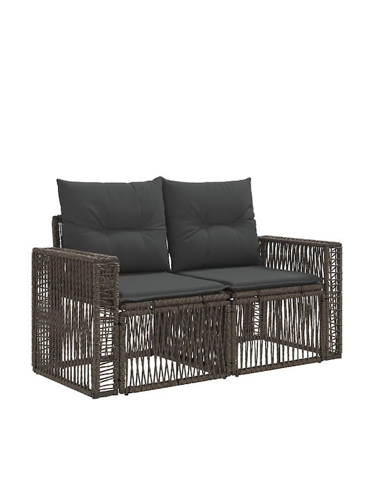 3-Seater Outdoor Rattan Sofa with Cushions 65.5x62x70cm